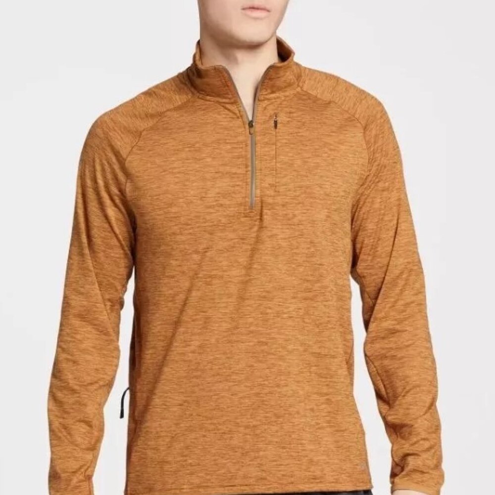 VRST Men's Run Warm 1/2 Zip Pullover Tobacco Brown Heather
